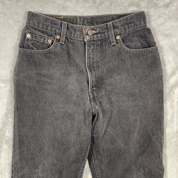 Vintage 1997 Levis 550 Black Denim Relaxed Fit Tapered Leg Womens Jeans 8 Reg L - Picture 9 of 13
